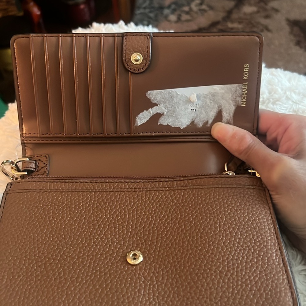 Michael Kors crossbody, tan/gold, NWT, sticker had to removed from inside. - Picture 4 of 5